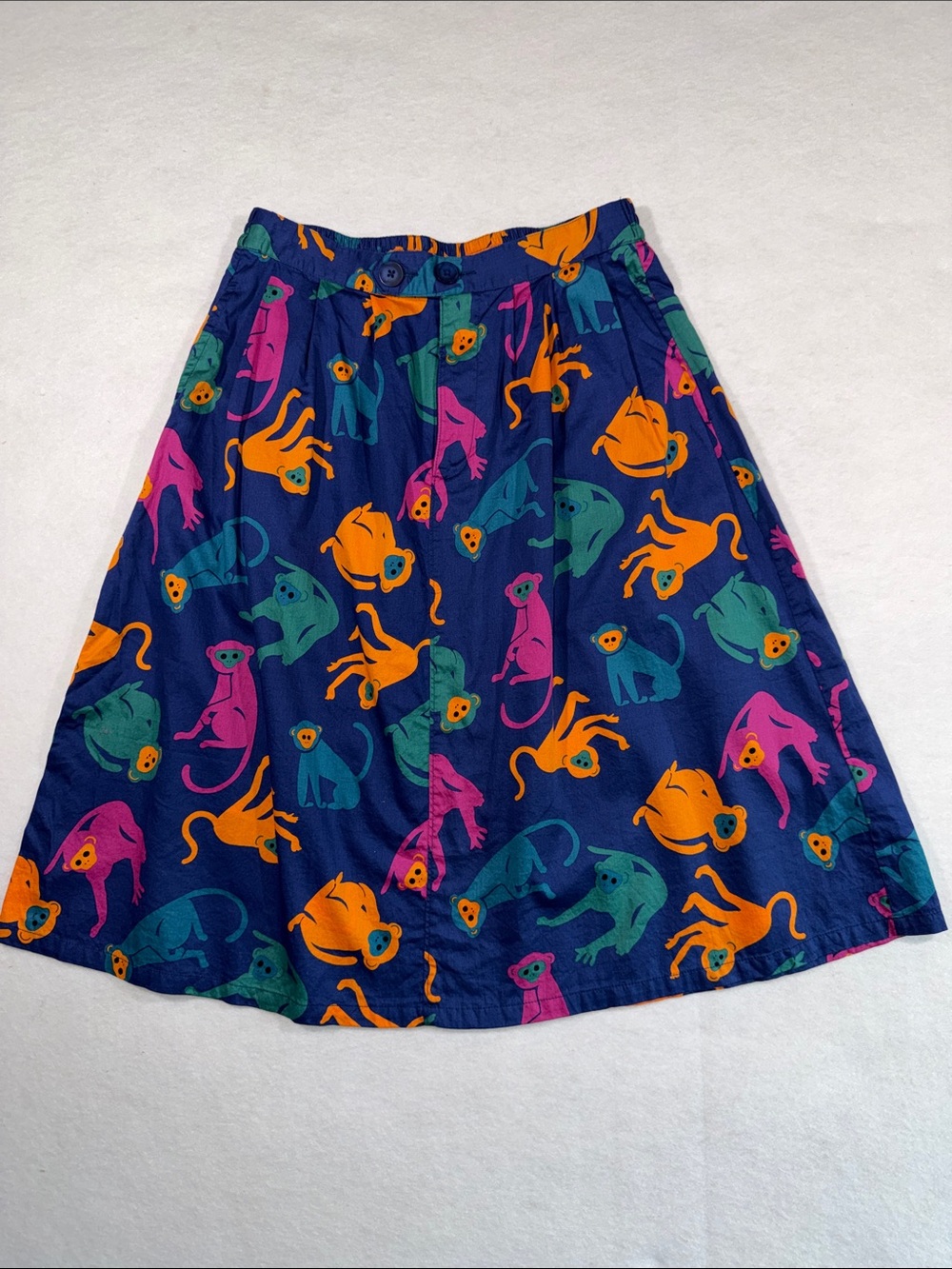 ModCloth 💯 cotton Navy A-Line Skirt with Bright Animal Silhouettes